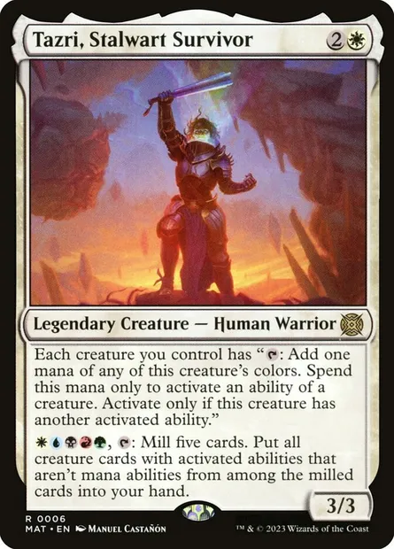 Tazri, Stalwart Survivor, Magic card MAT 6 — March of the Machine: The Aftermath set