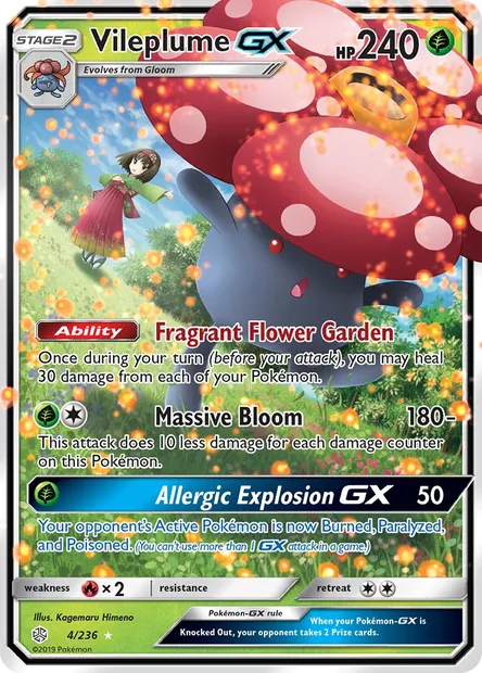 Vileplume GX, Pokémon card CEC 4 — Cosmic Eclipse set