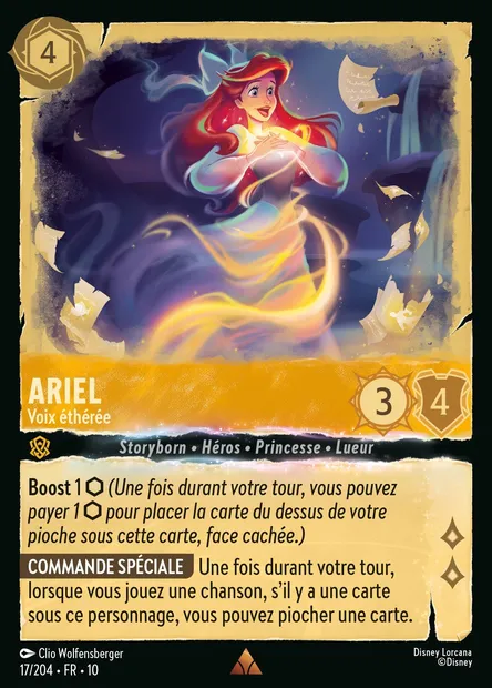 Ariel - Voix éthérée, carte Disney Lorcana CH10-017 — extension Lueurs dans les Profondeurs