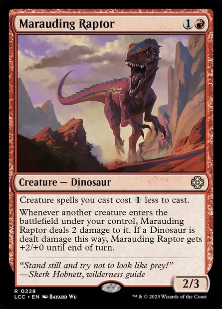 Marauding Raptor, Magic card LCC 228 — The Lost Caverns of Ixalan Commander set