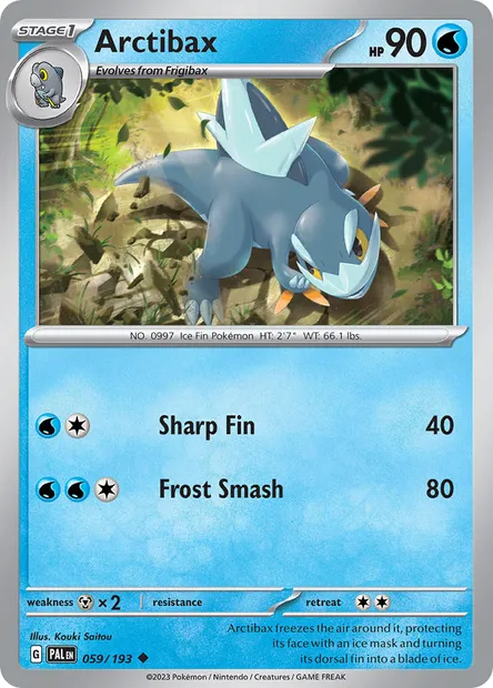 Arctibax, Pokémon card PAL 059 — Paldea Evolved set