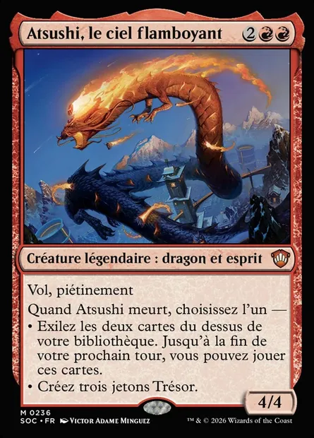 Atsushi, le ciel flamboyant, carte Magic SOC 236 — extension Secrets of Strixhaven Commander