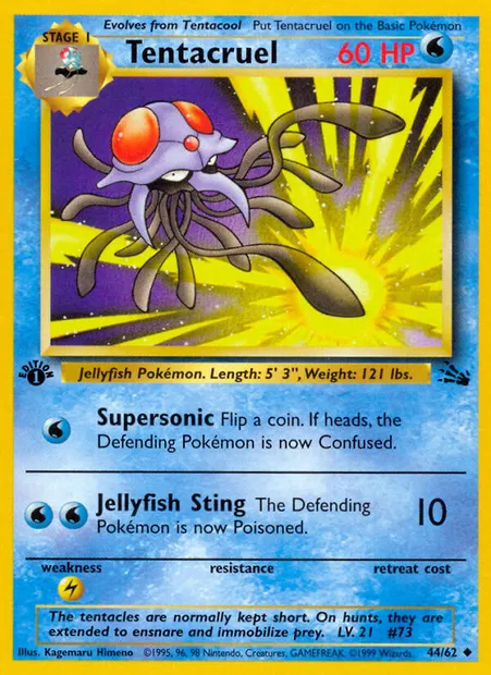 Tentacruel, Pokémon card FO 44 — Fossil set