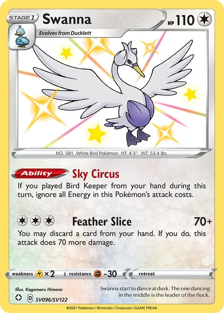 Swanna, Pokémon card SHF SV096 — Shining Fates set