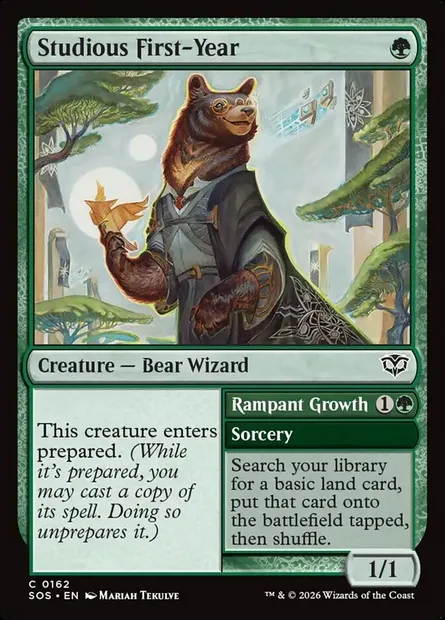 Studious First-Year // Rampant Growth, Magic card SOS 162 — Secrets of Strixhaven set