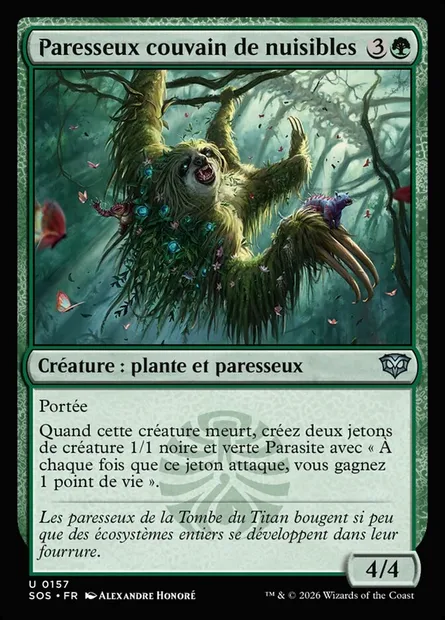 Paresseux couvain de nuisibles, carte Magic SOS 157 — extension Secrets of Strixhaven