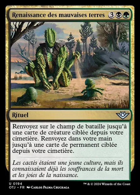 Renaissance des mauvaises terres, carte Magic OTJ 194 — extension Outlaws of Thunder Junction
