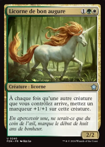 Licorne de bon augure, carte Magic FDN 240 — extension Foundations