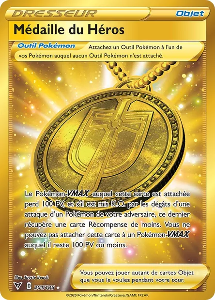 Médaille du Héros, carte Pokémon VIV 201 — extension Voltage Éclatant