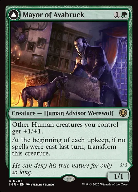Mayor of Avabruck // Howlpack Alpha, Magic card INR 207 — Innistrad Remastered set