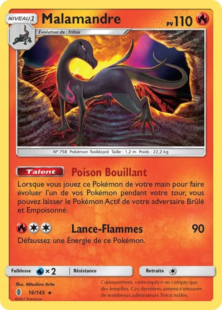 Malamandre, carte Pokémon GRI 16 — extension Gardiens Ascendants