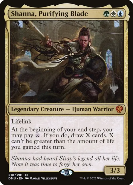 Shanna, Purifying Blade, Magic card PDMU 218p — Dominaria United Promos set