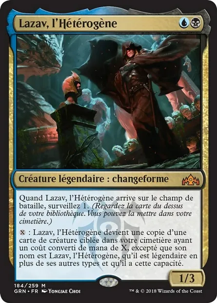 Lazav, l'Hétérogène, carte Magic GRN 184 — extension Les Guildes de Ravnica