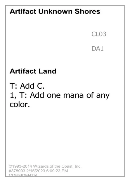 Artifact Unknown Shores, Magic card UNK CL03a — Unknown Event set