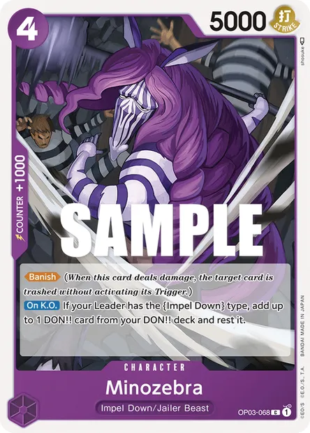 Minozebra, One Piece card OP03-068 — PILLARS OF STRENGTH set