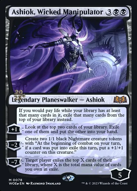 Ashiok, manipulateur maléfique, carte Magic PWOE 78s — extension Wilds of Eldraine Promos