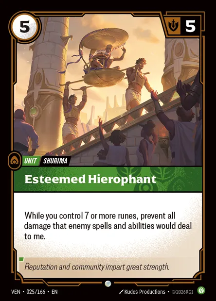 Esteemed Hierophant, Riftbound card VEN 025 — Vendetta set