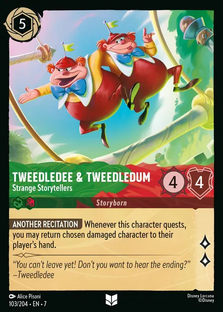 Tweedledee & Tweedledum - Strange Storytellers, Disney Lorcana card CH7-103 — Archazia's Island set