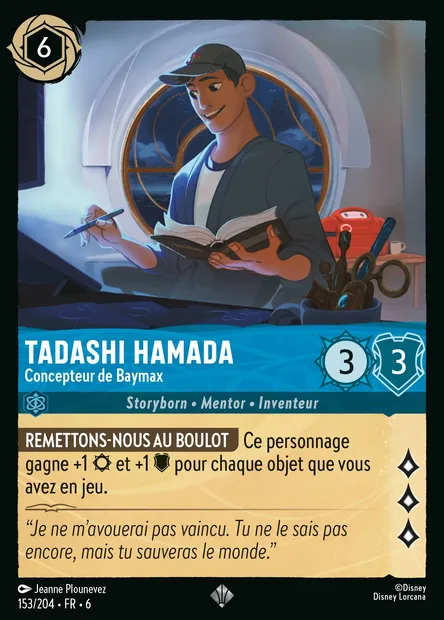 Tadashi Hamada - Concepteur de Baymax, carte Disney Lorcana CH6-153 — extension La Mer Azurite