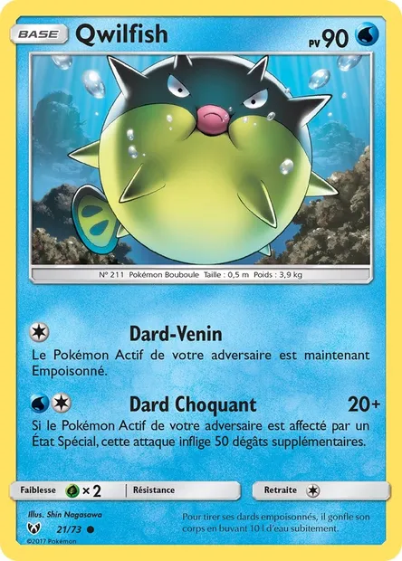 Qwilfish, carte Pokémon SLG 21 — extension Légendes Brillantes