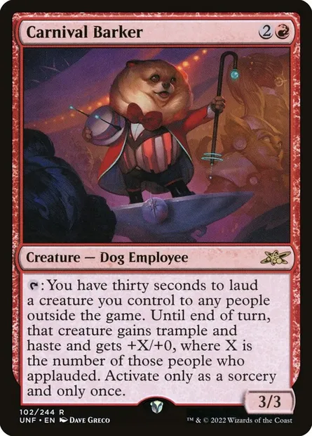 Carnival Barker, Magic card UNF 102 — Unfinity set
