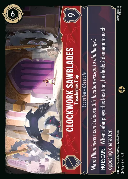 Clockwork Sawblades - Treacherous Trap, Disney Lorcana card Q2-034 — Illumineer's Quest: Palace Heist set