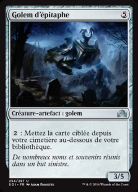 Golem d'épitaphe, carte Magic SOI 254 — extension Ténèbres sur Innistrad