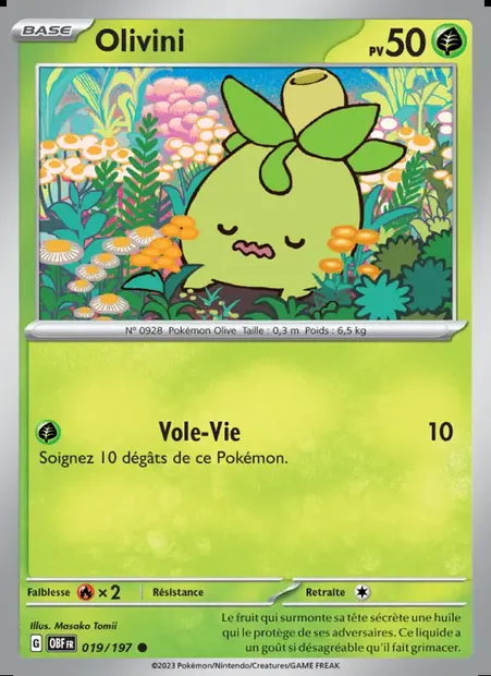 Olivini, carte Pokémon OBF 019 — extension Flammes Obsidiennes