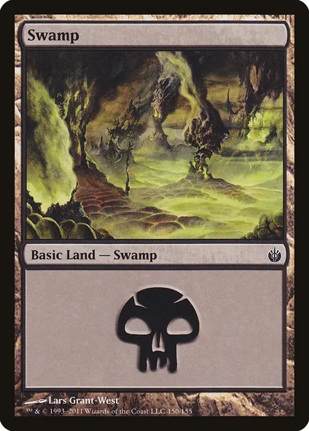 Swamp, Magic card MBS 150 — Mirrodin Besieged set