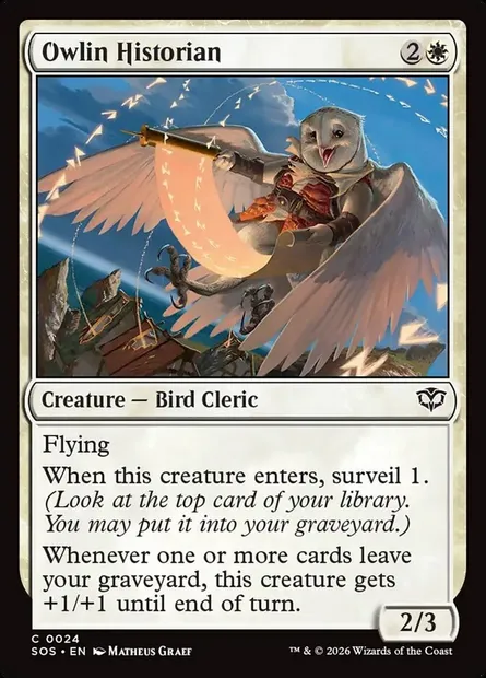 Owlin Historian, Magic card SOS 24 — Secrets of Strixhaven set