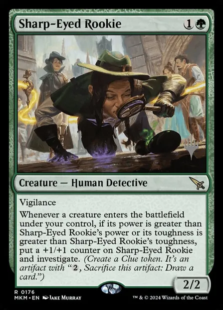Sharp-Eyed Rookie, Magic card PMKM 176p — Murders at Karlov Manor Promos set