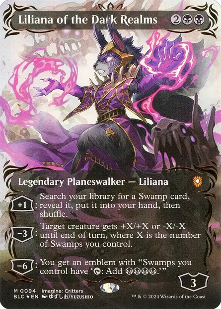 Liliana des Royaumes obscurs, carte Magic BLC 94 — extension Bloomburrow Commander