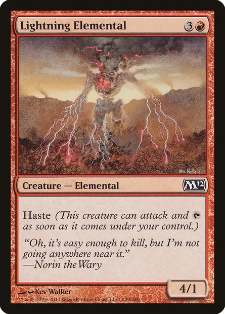 Lightning Elemental, Magic card M12 149 — Magic 2012 set