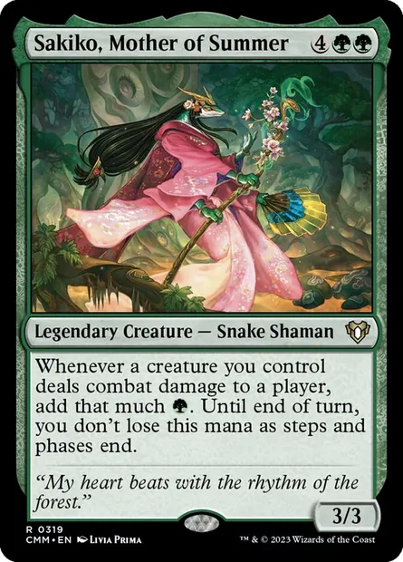 Sakiko, mère de l'été, carte Magic CMM 319 — extension Commander Masters