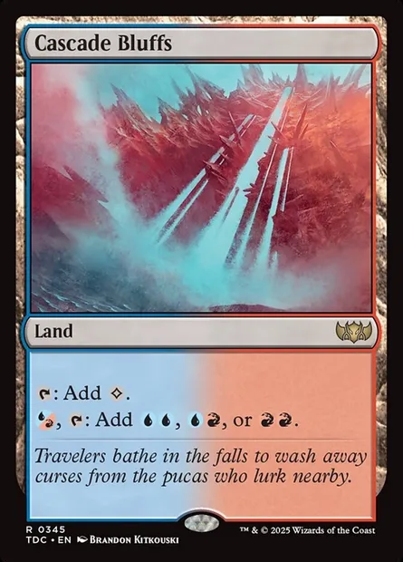 Cascade Bluffs, Magic card TDC 345 — Tarkir: Dragonstorm Commander set