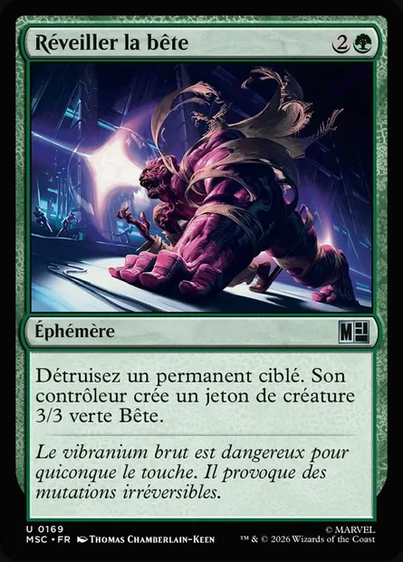 Réveiller la bête, carte Magic MSC 169 — extension Marvel Super Heroes Commander
