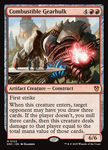 Combustible Gearhulk, Magic card DRC 102 — Aetherdrift Commander set