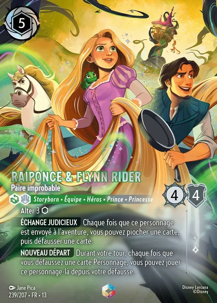 Raiponce & Flynn Rider - Paire improbable, carte Disney Lorcana CH13-239 — extension Invasion Epineuse!
