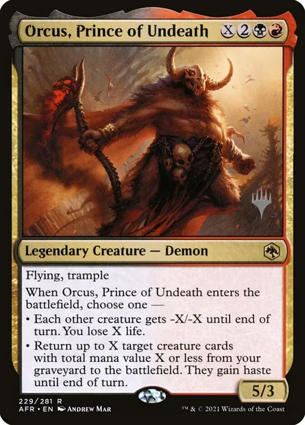 Orcus, Prince of Undeath, Magic card PAFR 229p — Adventures in the Forgotten Realms Promos set