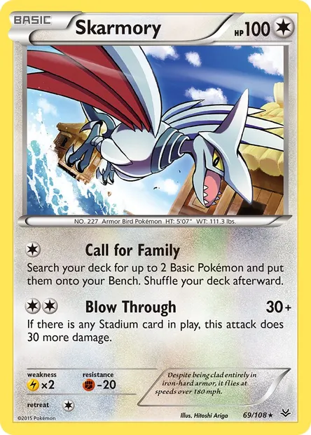 Skarmory, Pokémon card ROS 69 — Roaring Skies set