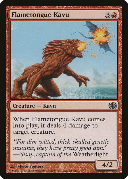 Flametongue Kavu, Magic card DD2 42 — Duel Decks: Jace vs. Chandra set