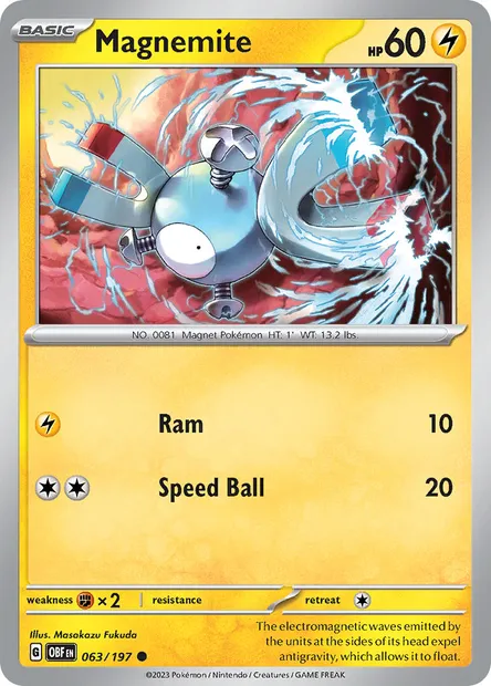 Magnemite, Pokémon card OBF 063 — Obsidian Flames set