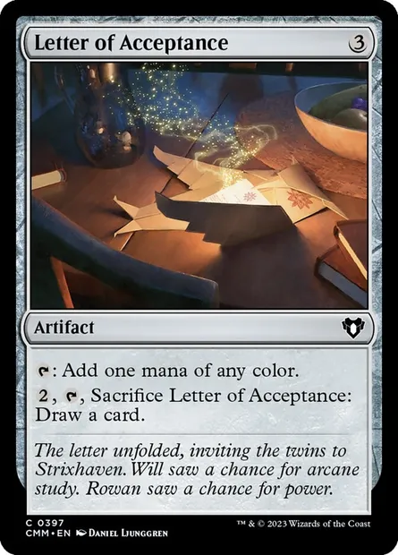 Lettre d'admission, carte Magic CMM 397 — extension Commander Masters