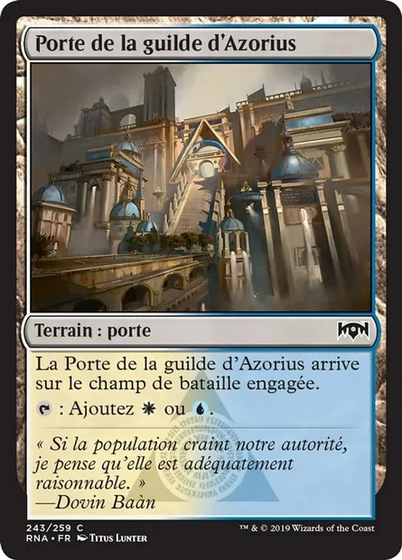 Porte de la guilde d'Azorius, carte Magic RNA 243 — extension L'allégeance de Ravnica