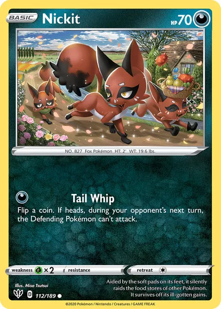Nickit, Pokémon card DAA 112 — Darkness Ablaze set