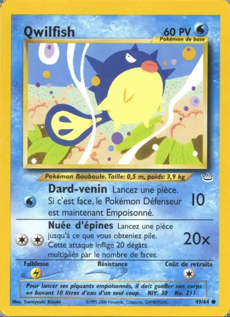 Qwilfish, carte Pokémon NR 49 — extension Neo Revelation