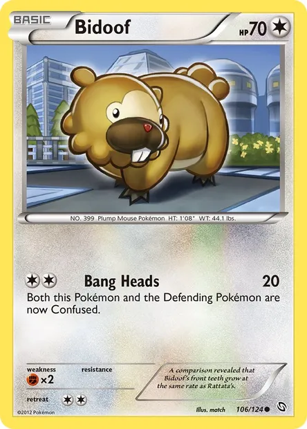 Bidoof, Pokémon card DRX 106 — Dragons Exalted set