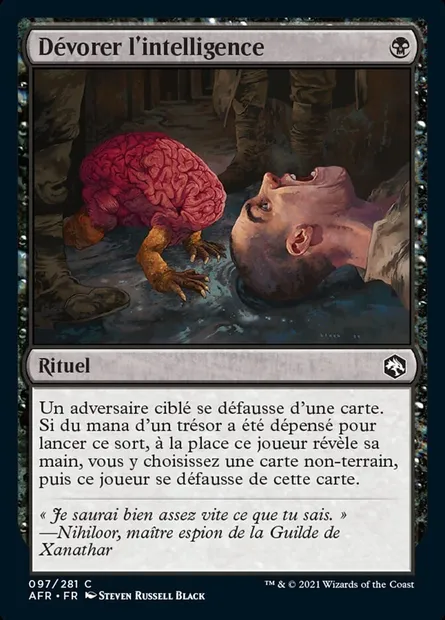 Dévorer l'intelligence, carte Magic AFR 97 — extension Forgotten Realms: Aventures dans les Royaumes Oubliés