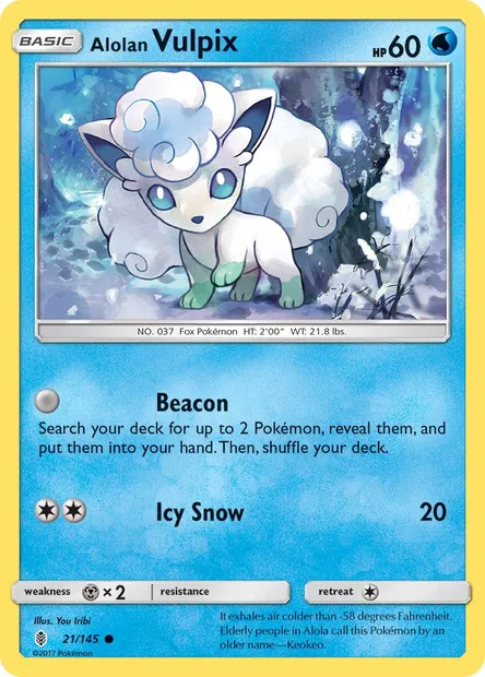 Alolan Vulpix, Pokémon card GRI 21 — Guardians Rising set