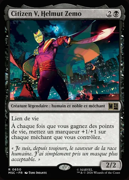 Citizen V, Helmut Zemo, carte Magic MSC 650 — extension Marvel Super Heroes Commander